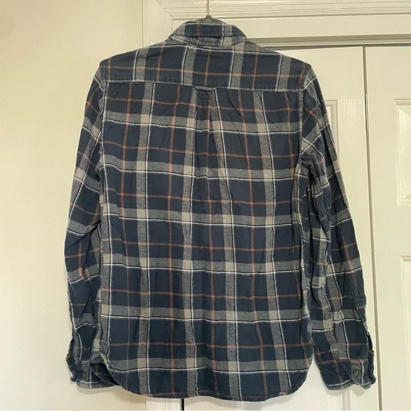 Denim & Flower Ricky Singh Navy Blue Green Plaid Long Sleeve Flannel Size Small - Picture 5 of 8